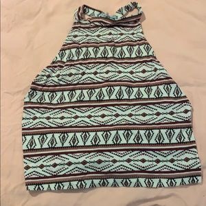 High neck, open back tribal tank